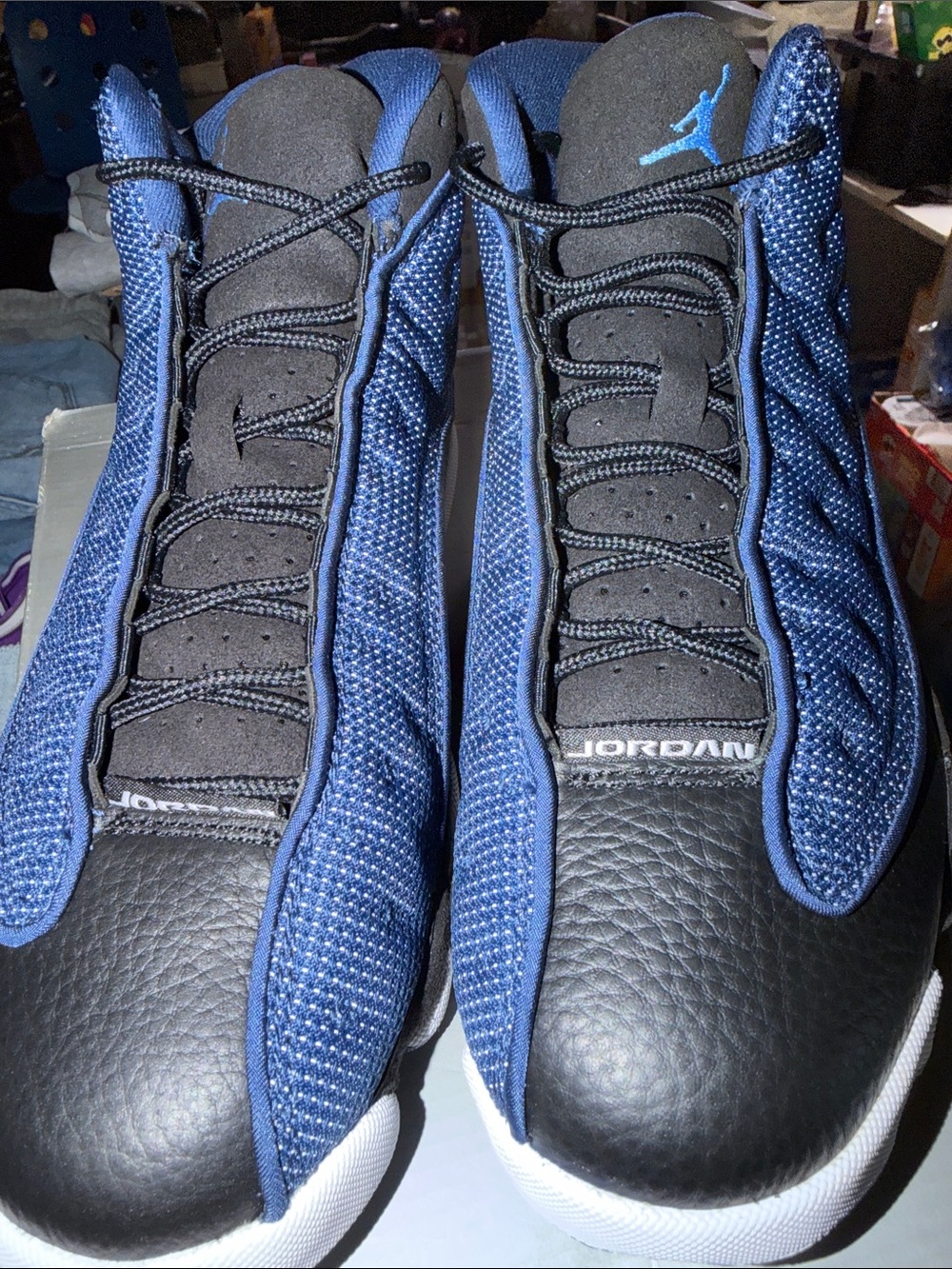 Jordan Men’s Blue and Black Retro Basketball Sneakers